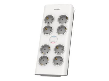PHILIPS Surge protector 8 outlets 900J of surge protection 3680W 16A Automatic safety shutter