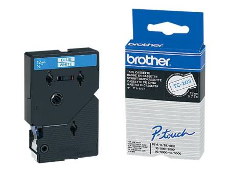 BROTHER P-Touch TC-203 blue on white 12mm