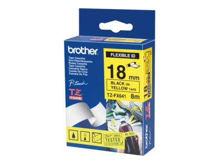 BROTHER TZEFX641 18mm BLACK ON YELLOW FLEXIBLE ID