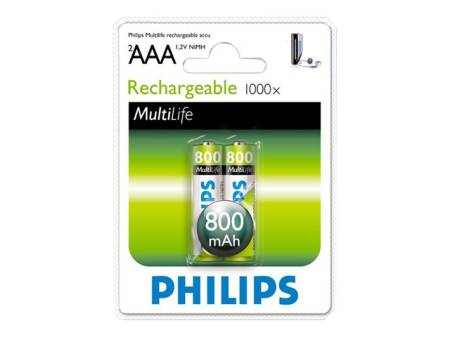 Philips Rechargeable battery LR03 AAA, 800 mAh, 2-blister (HR03), f