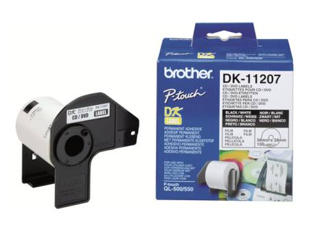 BROTHER P-Touch DK-11207 die-cut CD / DVD label film diameter 58mm 100 labels