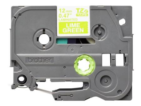 BROTHER TZEMQG35 12mm White/Lime Green matt 5M length
