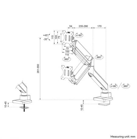 Neomounts Next Core Desk Mount 1 screen (topfix clamp &grommet)