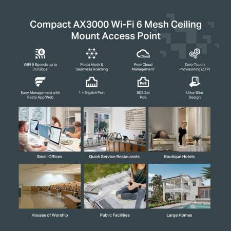 Точка за достъп TP-Link Festa F65 AX3000 Ceiling Mount WiFi 6
