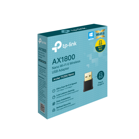 Безжичен USB 2-лентов адаптер TP-Link Archer TX20U Nano AX1800