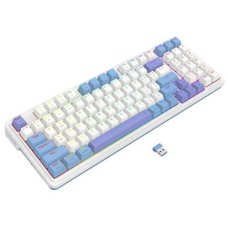Кабелна и безжична Bluetooth геймърска клавиатура Redragon Gloria Pro K664WBP-RGB-PRO бяло RGB осветление