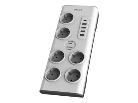 PHILIPS Surge protector 6 outlets 5 USB ports 2m cable