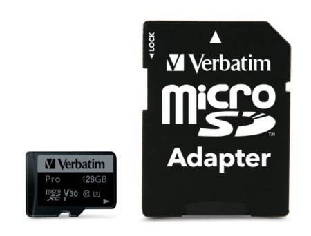Verbatim PRO micro SDXC 128GB Class 10 UHS-3 (Incl. Adaptor)