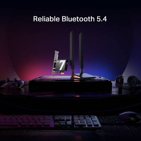 3-лентов Bluetooth 5.4 Wi-Fi 7 PCIe адаптер TP-Link Archer TBE550E BE9300