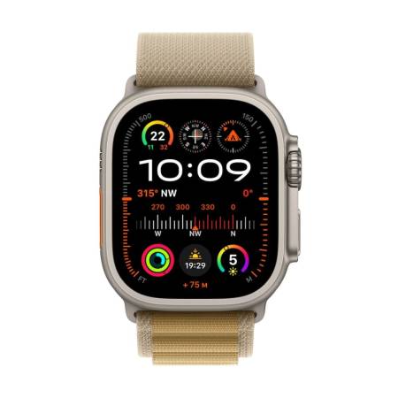 Apple Watch Ultra2 v2 Cellular 49mm Natural Titanium Case with Tan Alpine Loop - Large
