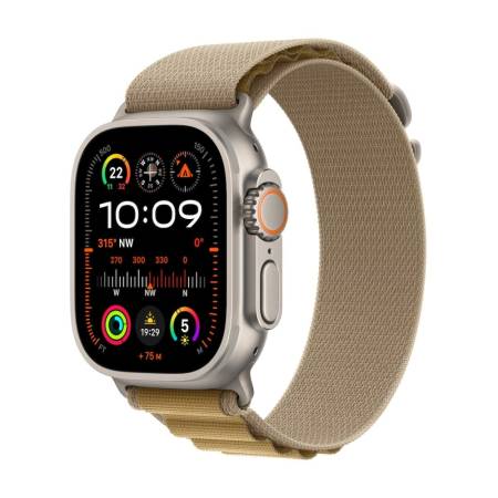 Apple Watch Ultra2 v2 Cellular 49mm Natural Titanium Case with Tan Alpine Loop - Large