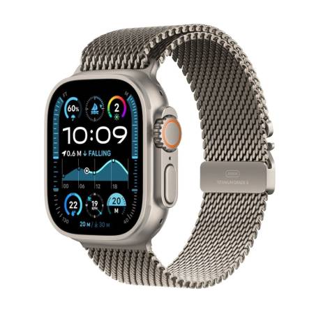 Apple Watch Ultra2 v2 Cellular 49mm Natural Titanium Case with Natural Titanium Milanese Loop - L