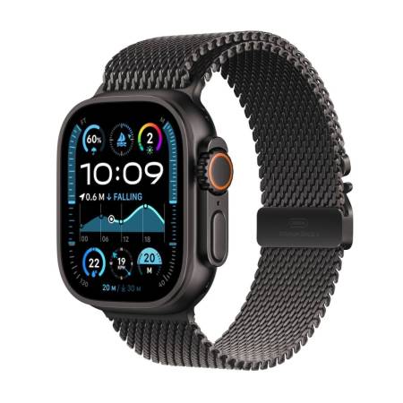 Apple Watch Ultra2 v2 Cellular 49mm Black Titanium Case with Black Titanium Milanese Loop - S