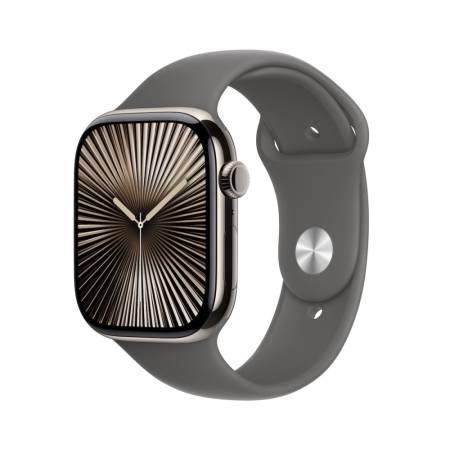 Apple Watch S10 Cellular 46mm Natural Titanium Case with Stone Grey Sport Band - S/M