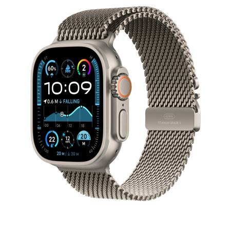 Apple Watch 49mm Milanese Loop: Natural Titanium Milanese Loop - Medium