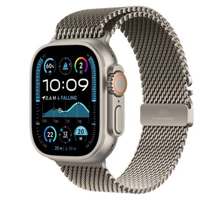 Apple Watch 49mm Milanese Loop: Natural Titanium Milanese Loop - Large