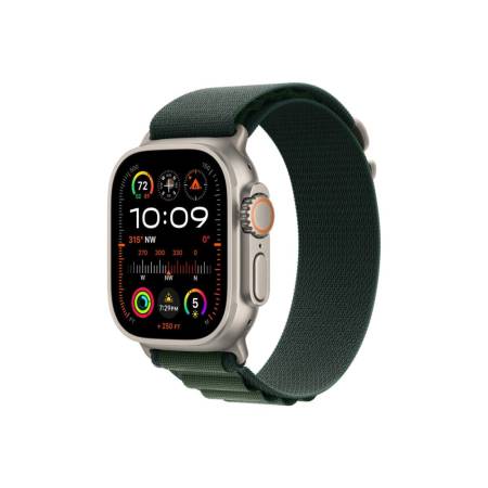 Apple Watch 49mm Loop: Dark Green Alpine Loop - Large - Natural Titanium Finish