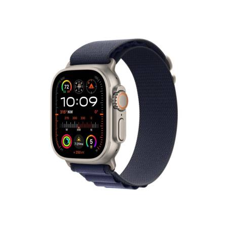 Apple Watch 49mm Loop: Navy Alpine Loop - Large - Natural Titanium Finish