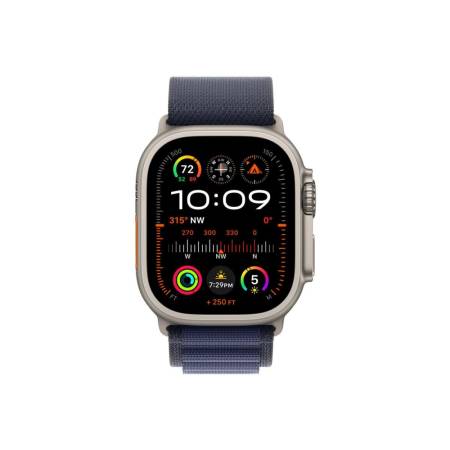 Apple Watch 49mm Loop: Navy Alpine Loop - Large - Natural Titanium Finish