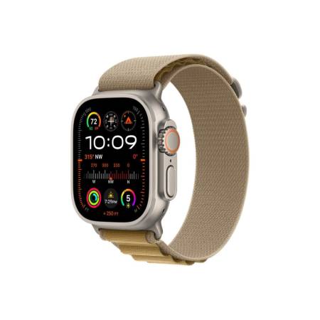 Apple Watch 49mm Loop: Tan Alpine Loop - Large - Natural Titanium Finish