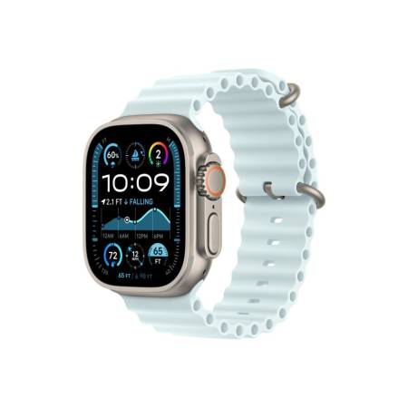 Apple Watch 49mm Band: Ice Blue Ocean Band - Natural Titanium Finish