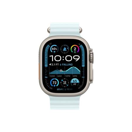 Apple Watch 49mm Band: Ice Blue Ocean Band - Natural Titanium Finish