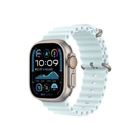Apple Watch 49mm Band: Ice Blue Ocean Band Extension - Natural Titanium Finish
