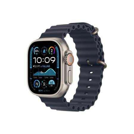 Apple Watch 49mm Band: Navy Ocean Band Extension - Natural Titanium Finish
