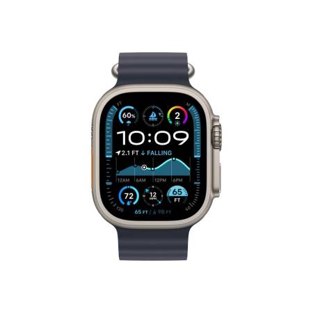 Apple Watch 49mm Band: Navy Ocean Band Extension - Natural Titanium Finish