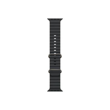 Apple Watch 49mm Band: Black Ocean Band - Natural Titanium Finish