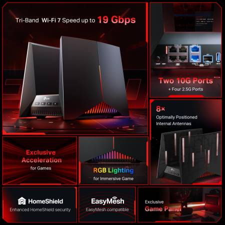 Рутер Wi-Fi 7 TP-Link Archer GE800 BE19000 3-лентов