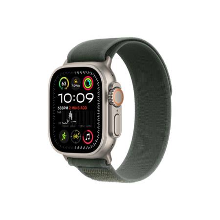 Apple Watch 49mm Loop: Green Trail Loop - S/M - Natural Titanium Finish