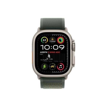 Apple Watch 49mm Loop: Green Trail Loop - S/M - Natural Titanium Finish