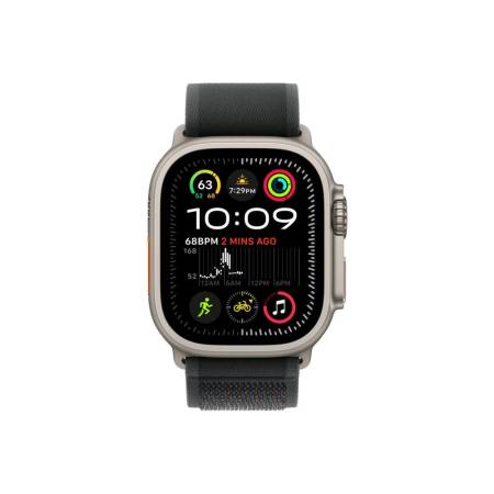 Apple Watch 49mm Loop: Black Trail Loop - M/L - Natural Titanium Finish