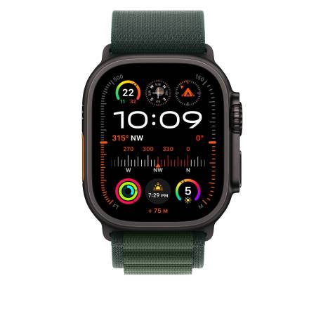 Apple Watch 49mm Loop: Dark Green Alpine Loop - Medium - Black Titanium Finish