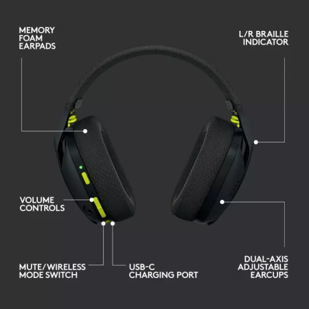 Безжични гейминг слушалки Logitech G435 Lightspeed 981-001050 - черни