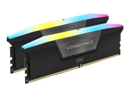 CORSAIR VENGEANCE RGB 32GB 2x16GB DIMM DDR5 6400MT/s Unbuffered 32-40-40-84 Std PMIC XMP 3.0 Black Heatspreader 1.4V