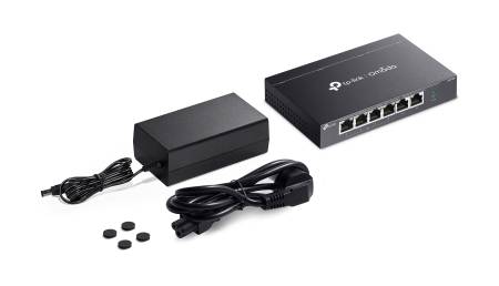 6-портов 10/100Mbps неуправляем комутатор TP-Link Omada DS106P с 4-портов PoE+