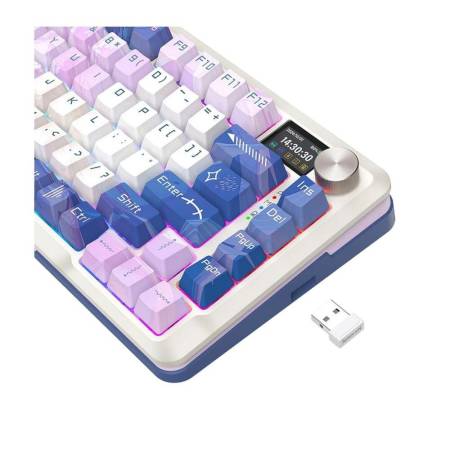 Геймърска Bluetooth и безжична механична геймърска клавиатура Redragon Flekact Pro K708AK-RGB-PRO с RGB осветление - бяла/аниме