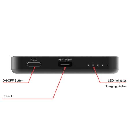 Verbatim Charge 'n' Go Essentials Power Bank Magnetic Wireless 5000mAh Black