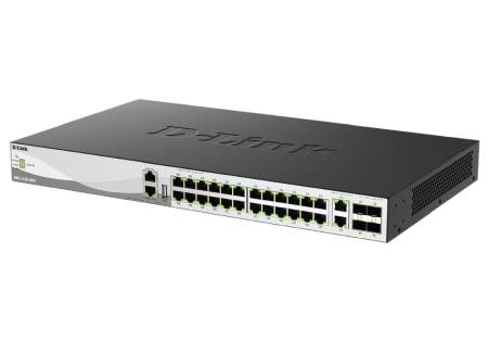 D-Link 24x100/1000/2500Base-T Layer 3 Stackable Managed Gigabit Switch with 2x10GBASE-T Ports and 4 x 25G SFP28 Ports 