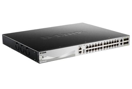 D-Link 24x10/100/1000Base-T PoE ports (370W budget) Layer 3 Stackable Managed Gigabit Switch with 2x10GBASE-T ports and 4xSFP+ ports 