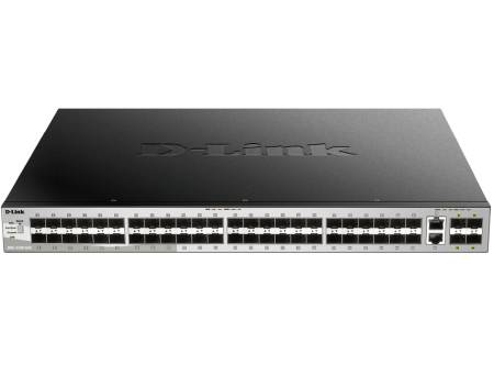 D-Link 48 SFP ports Layer 3 Stackable Managed Gigabit Switch with 2x10GBASE-T ports and 4xSFP+ ports 