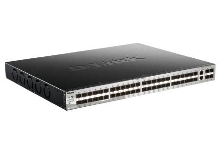 D-Link 48 SFP ports Layer 3 Stackable Managed Gigabit Switch with 2x10GBASE-T ports and 4xSFP+ ports 