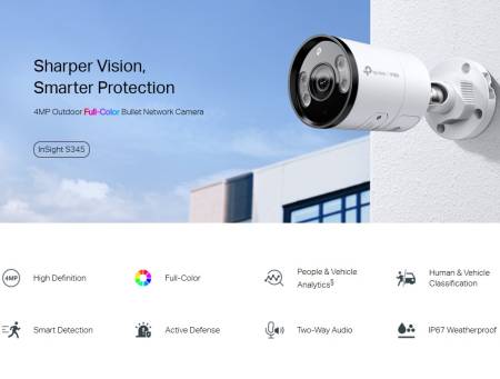 4MP външна пълноцветна Bullet мрежова камера TP-Link VIGI InSight S345(6mm)