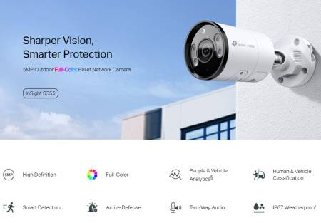 5MP външна пълноцветна Bullet мрежова камера TP-Link VIGI InSight S355(4mm)