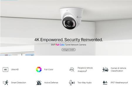 8MP пълноцветна куполна мрежова камера TP-Link VIGI InSight S485(2.8mm)