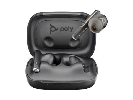 HP Poly Voyager Free 60 UC M Carbon Black Earbuds +BT700 USB-C Adapter +Basic Charge Case