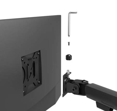 Neomounts Nero Single Flat Screen Desk Mount (phone holder+Quick-fix clamp/grommet)