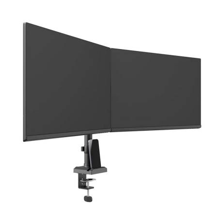 Neomounts Nero Double Flat Screen Desk Mount (phone holder+Quick-fix clamp/grommet)